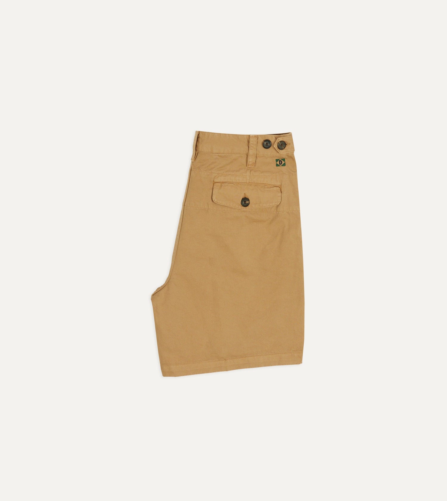 Sand Cotton Twill Single-Pleat Shorts
