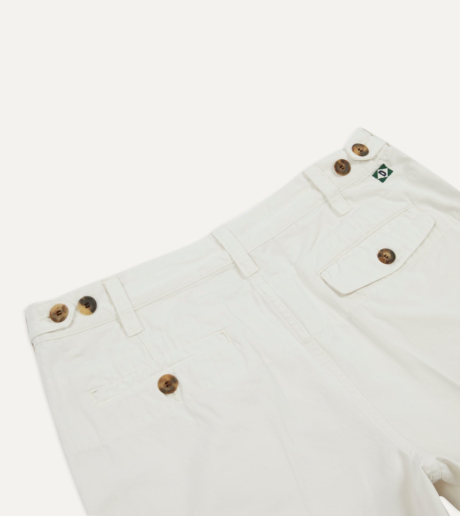 Ecru Cotton Twill Single-Pleat Shorts