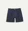 Washed Navy Cotton Twill Single-Pleat Shorts