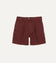 Washed Burgundy Cotton Twill Single-Pleat Shorts