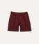 Washed Burgundy Cotton Twill Single-Pleat Shorts