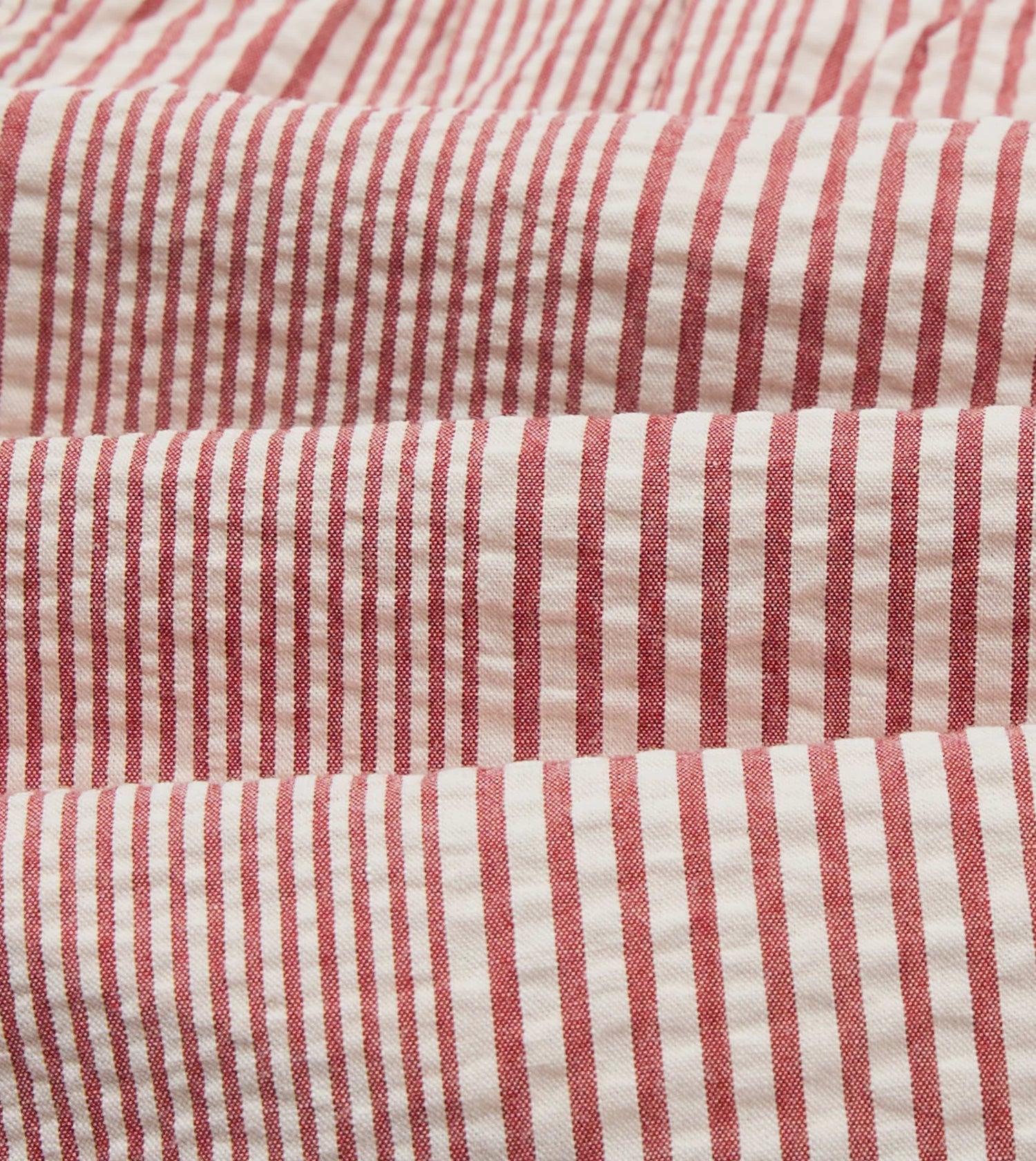 Red Stripe Seersucker Cotton Drawstring Shorts