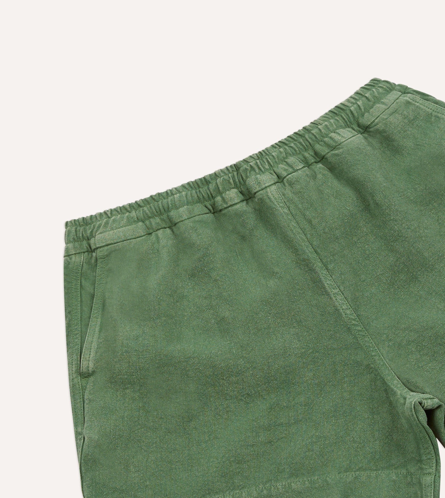 Green Linen Drawstring Shorts