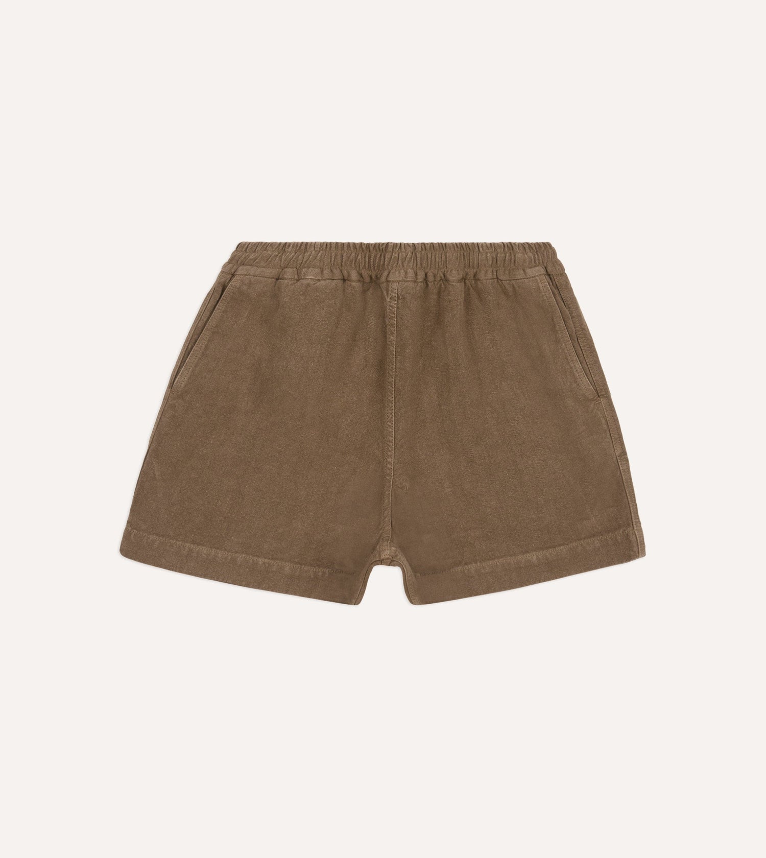 Brown Linen Drawstring Shorts