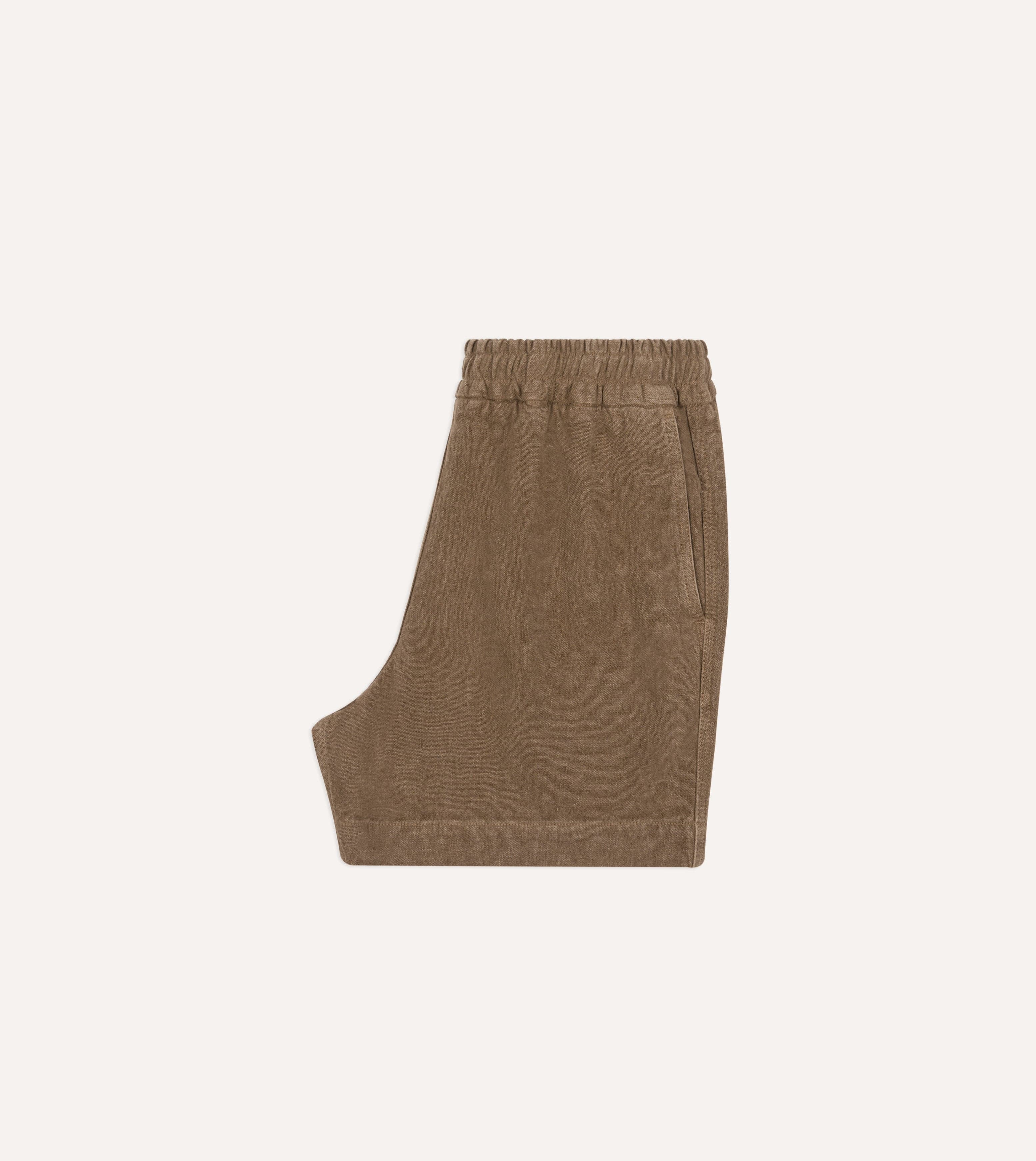 Brown Linen Drawstring Shorts