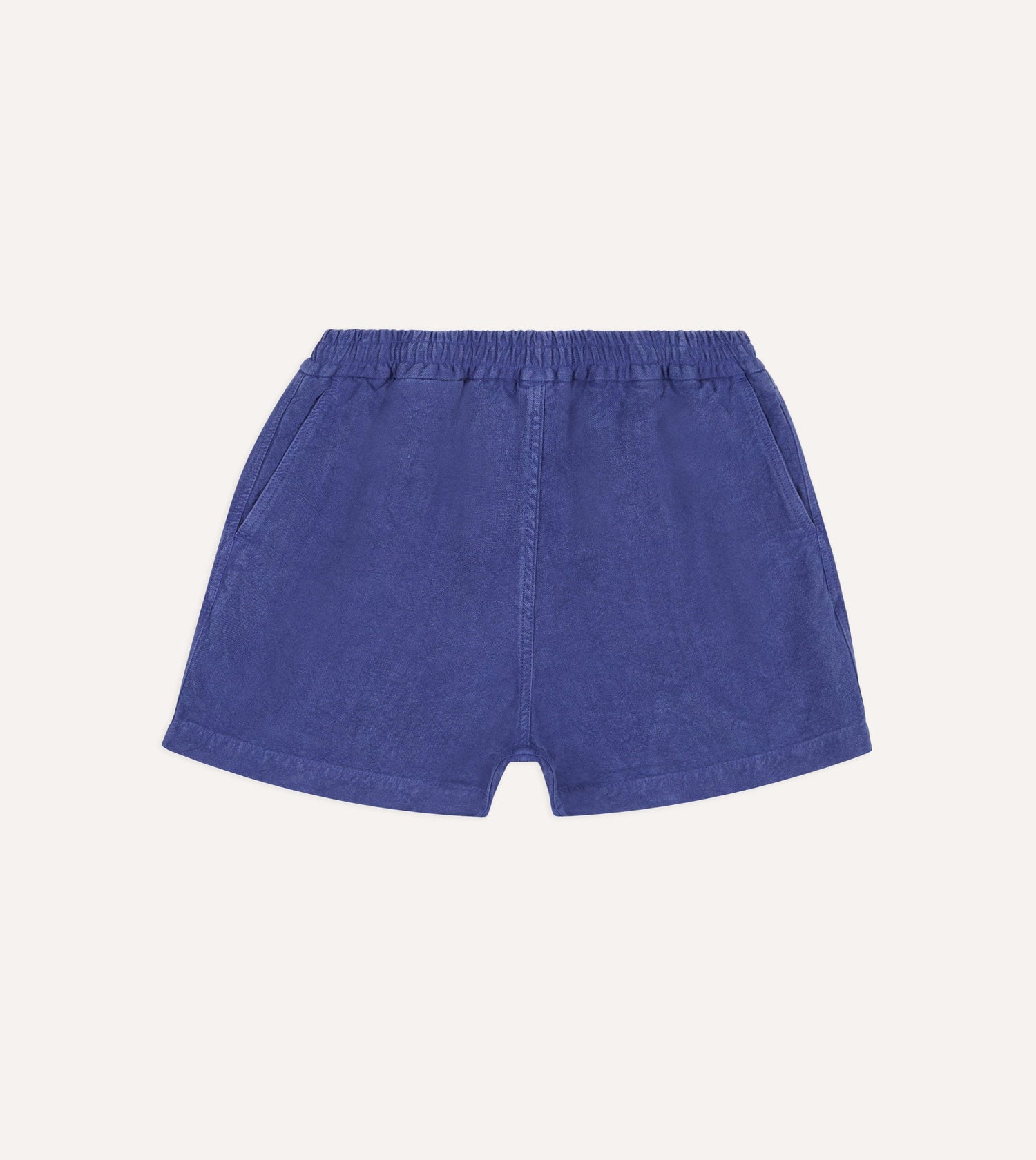 Blue Linen Drawstring Shorts