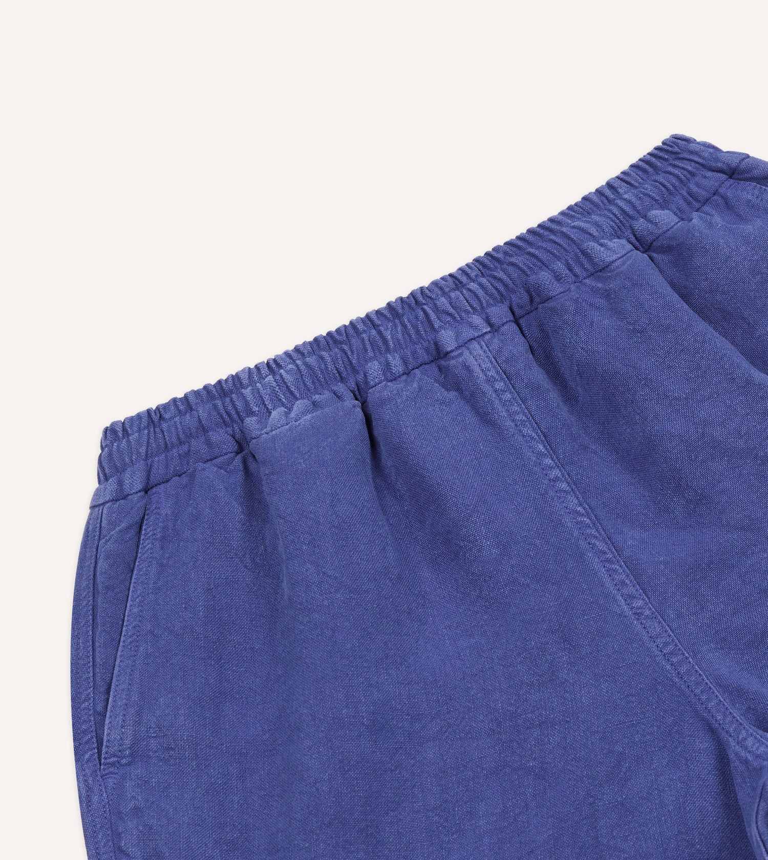 Blue Linen Drawstring Shorts