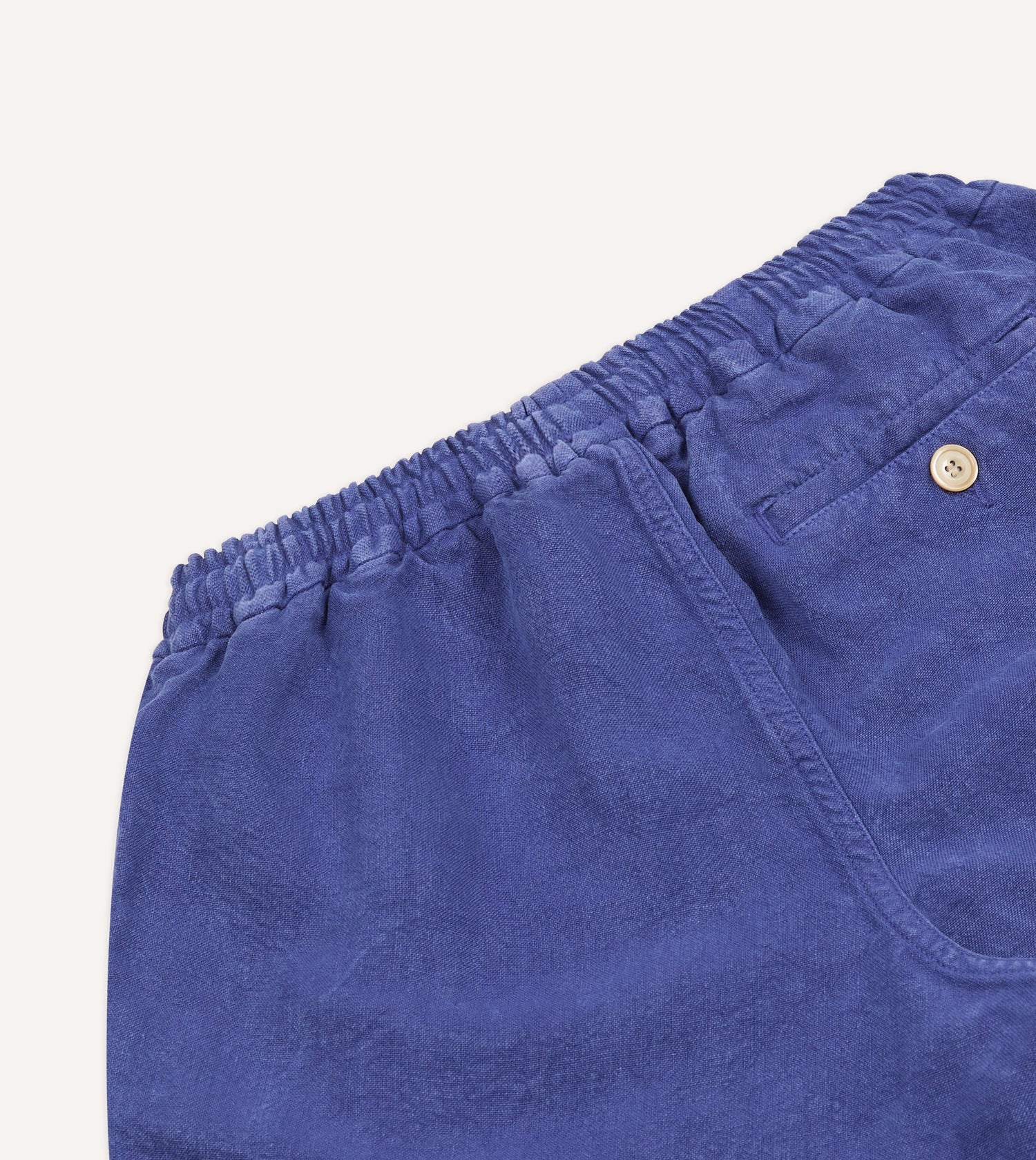Blue Linen Drawstring Shorts
