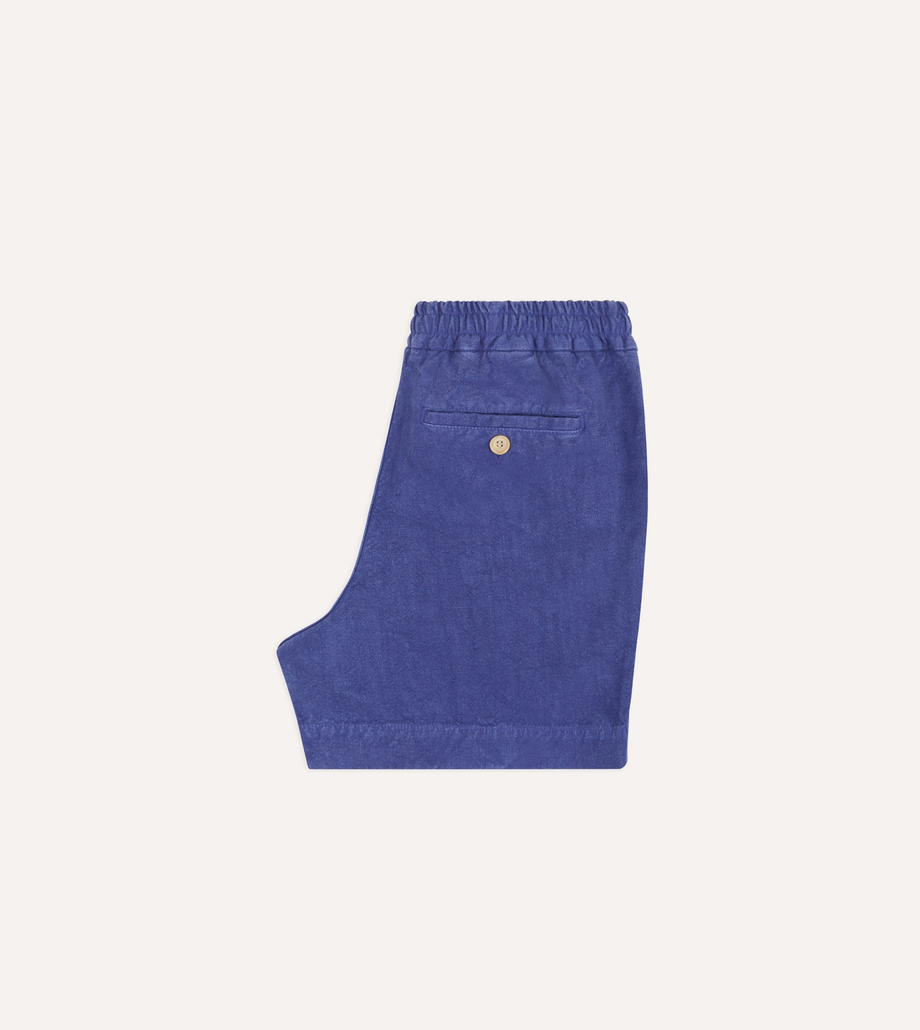 Blue Linen Drawstring Shorts