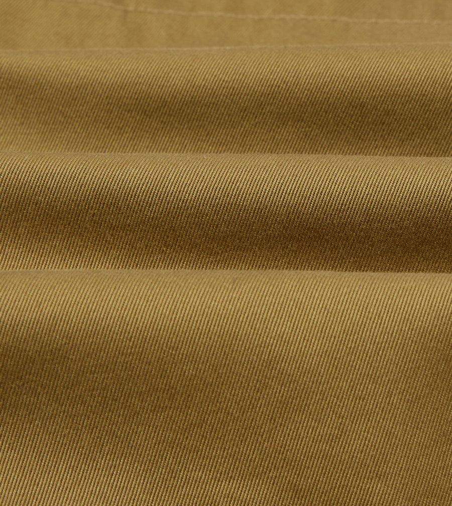 Khaki Cotton Wide Leg Double-Pleat Shorts