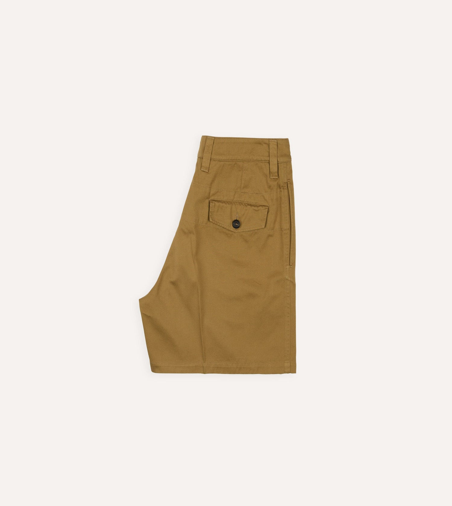 Khaki Cotton Wide Leg Double-Pleat Shorts