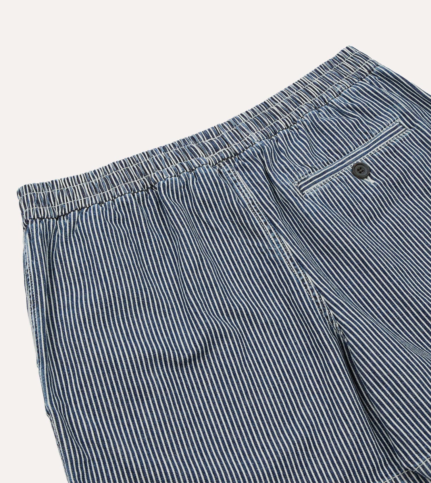 Indigo Stripe Cotton Drawstring Shorts