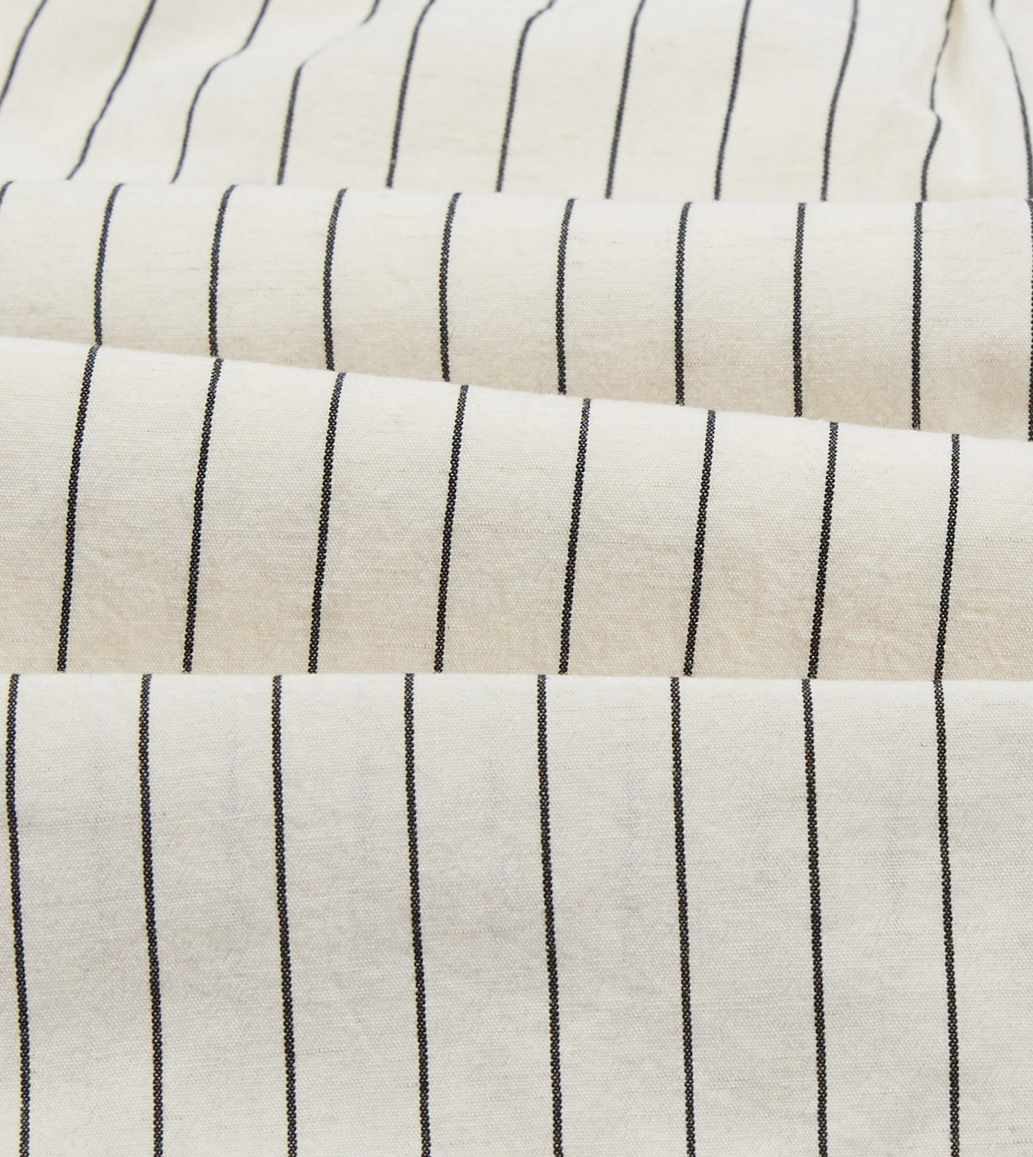 Ecru Pin Stripe Cotton Drawstring Shorts
