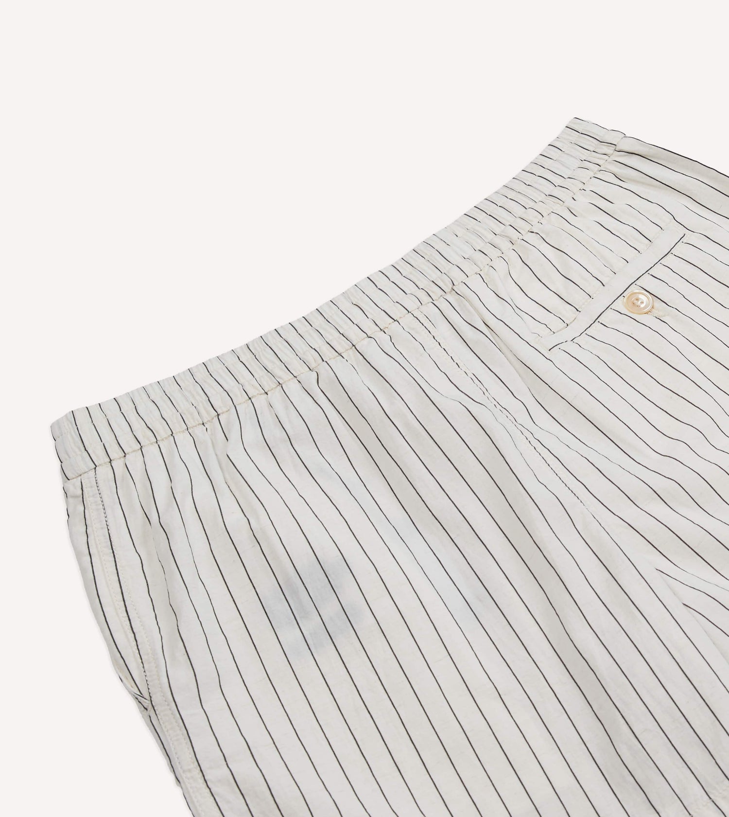 Ecru Pin Stripe Cotton Drawstring Shorts