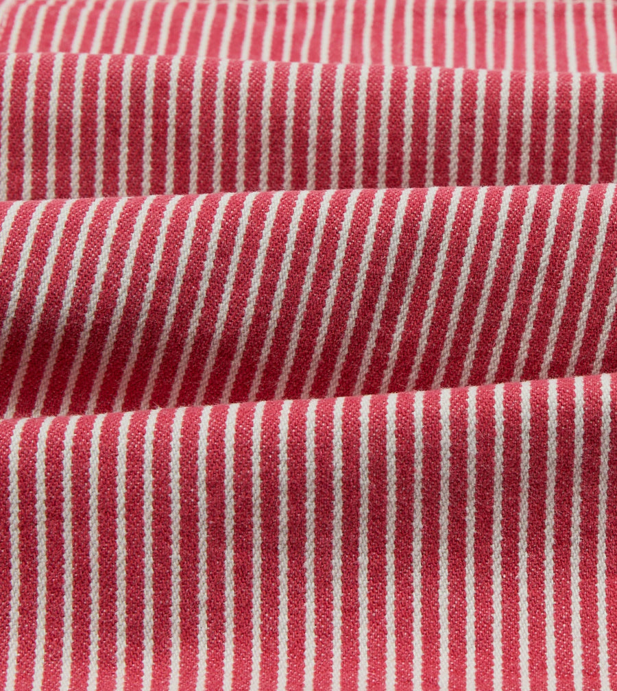 Red Stripe Cotton Fatigue Shorts