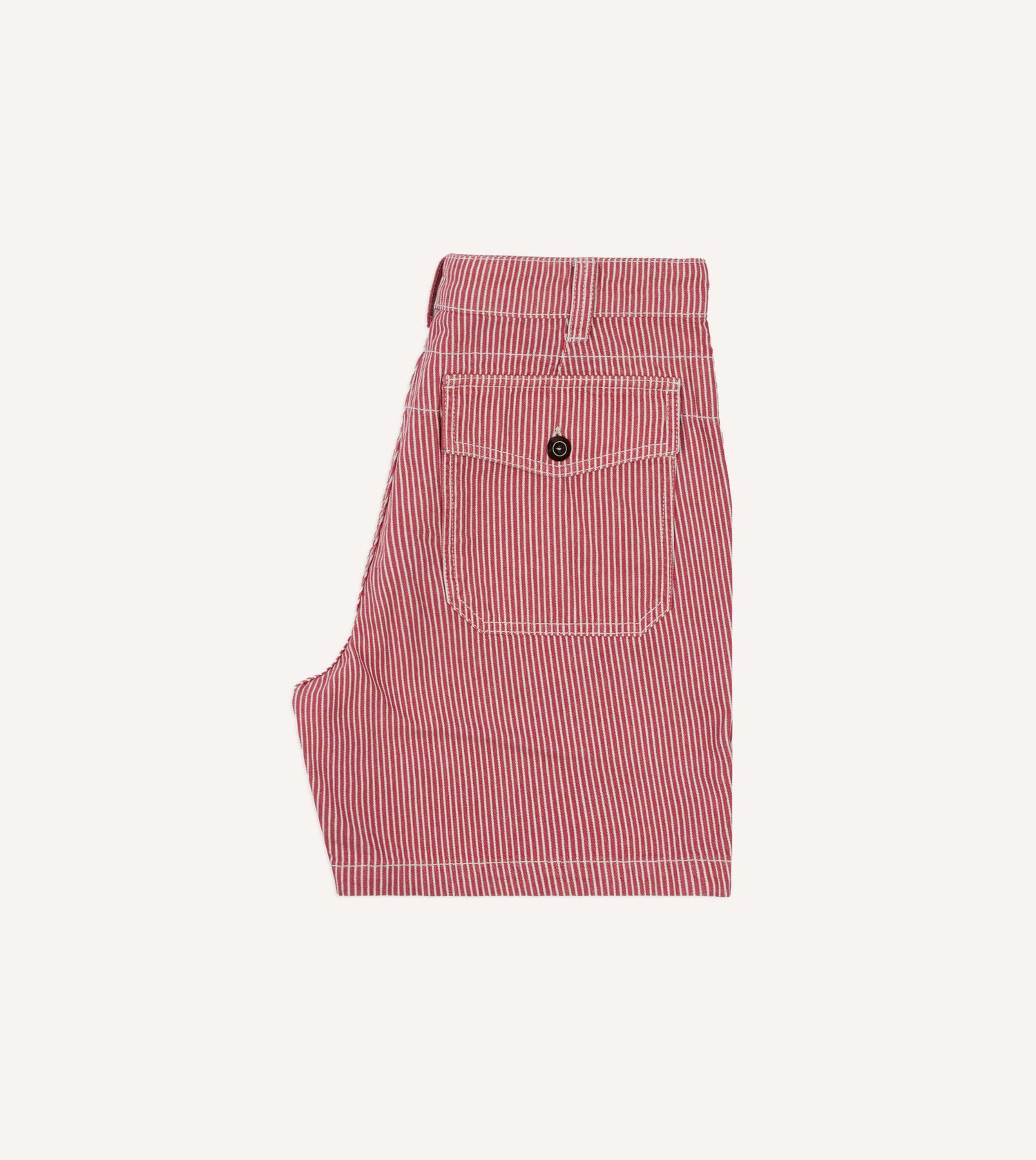 Red Stripe Cotton Fatigue Shorts