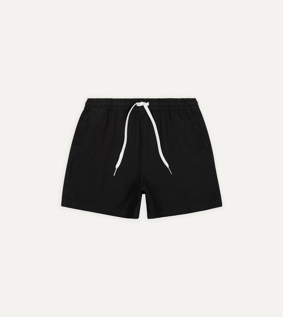 Black Linen Drawstring Shorts