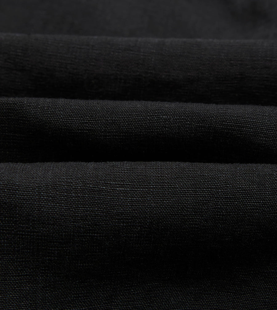 Black Linen Drawstring Shorts