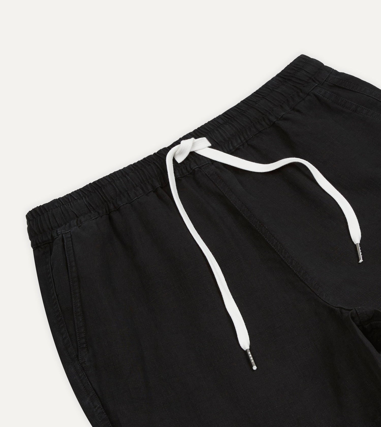 Black Linen Drawstring Shorts