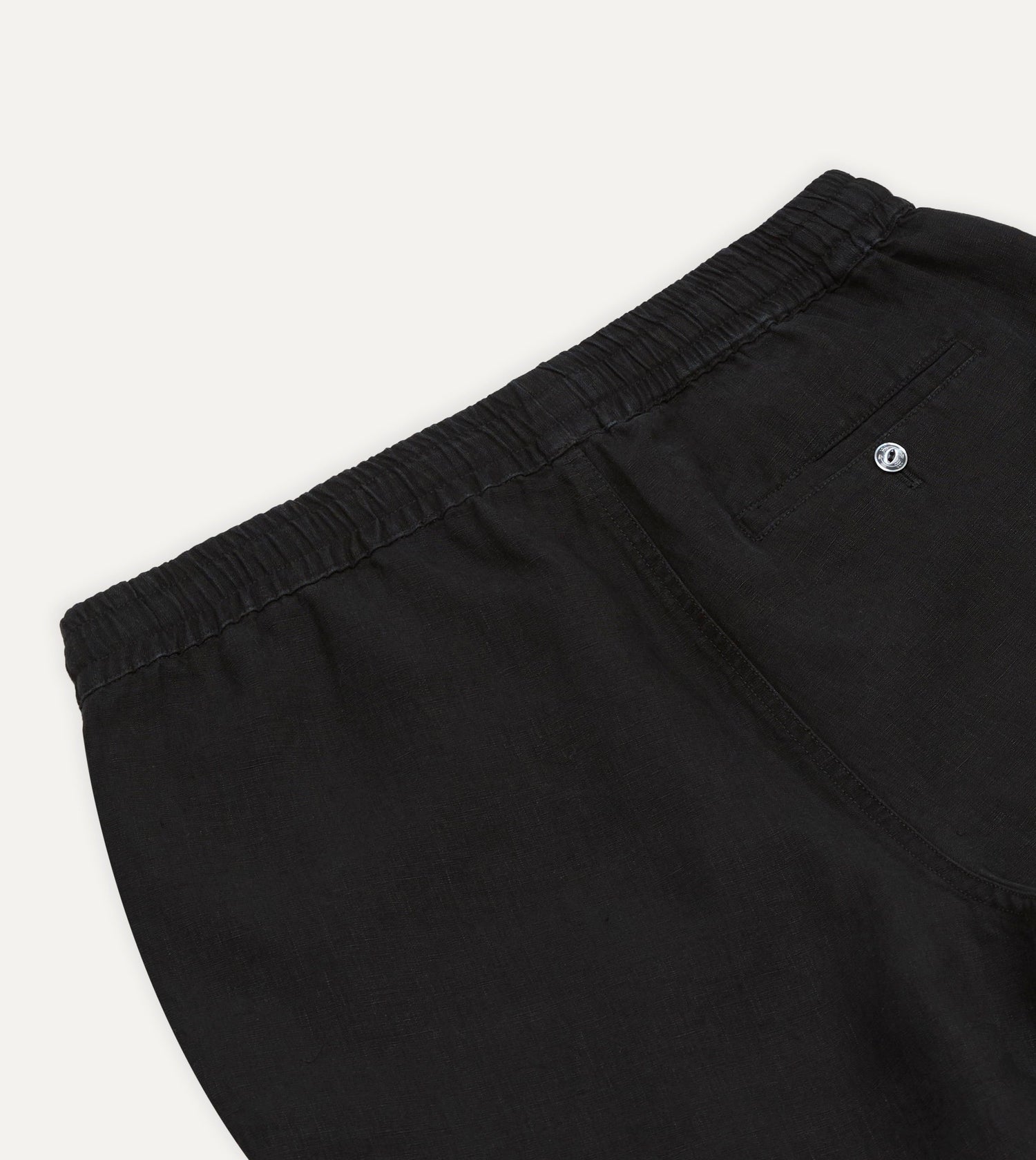 Black Linen Drawstring Shorts
