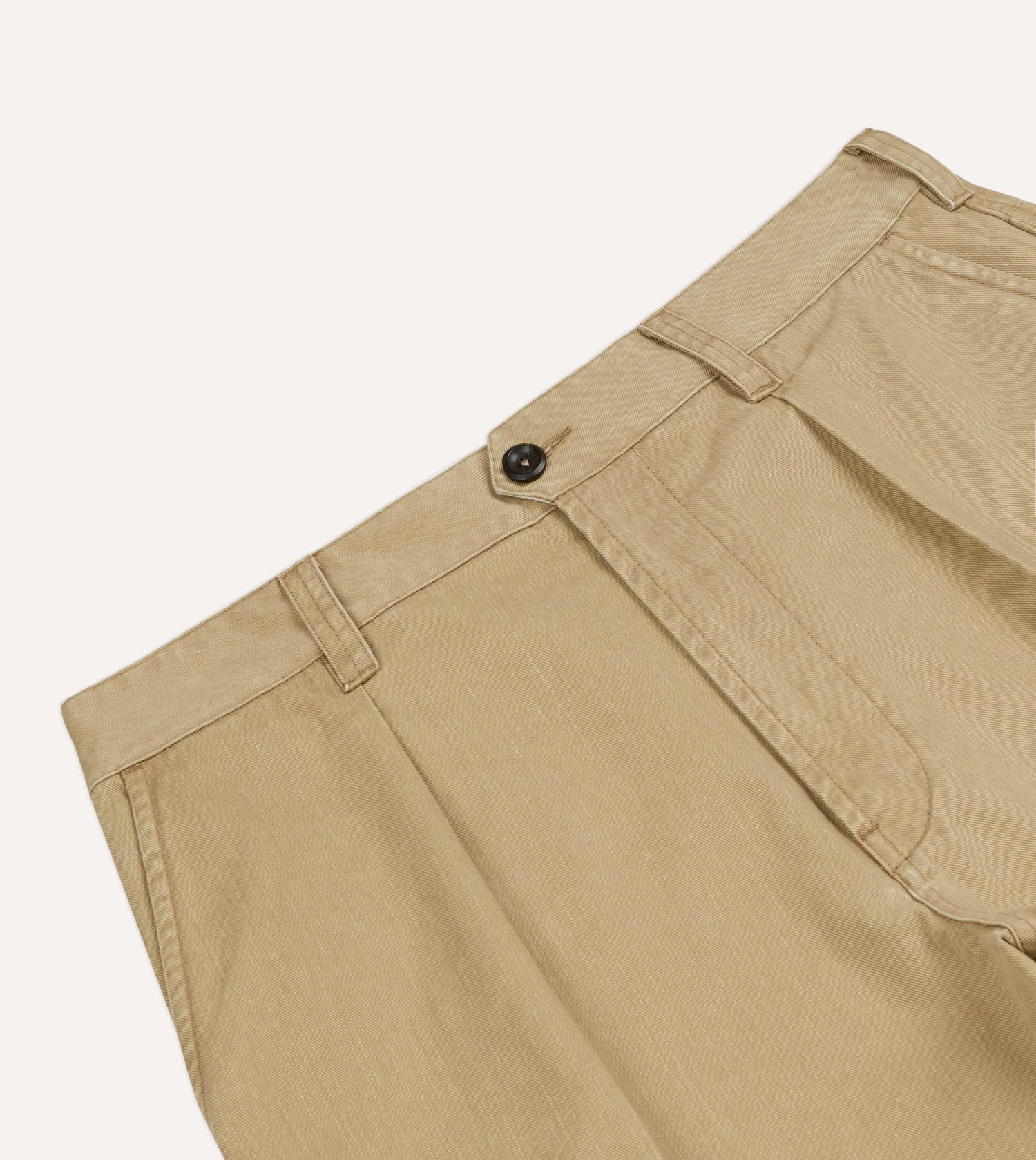 Beige Cotton Wide Leg Single-Pleat Shorts