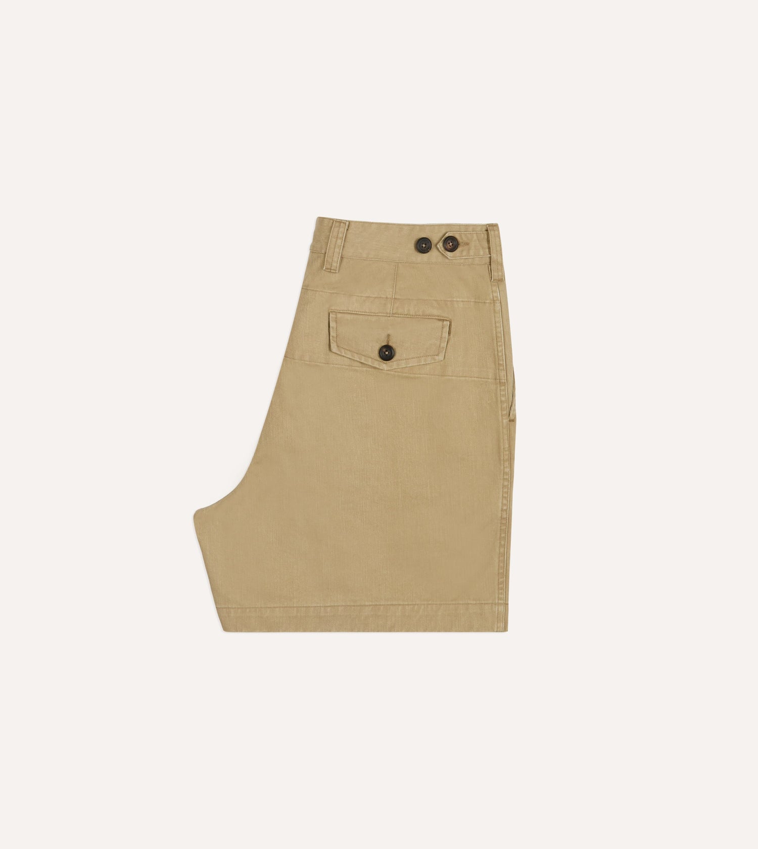 Beige Cotton Wide Leg Single-Pleat Shorts