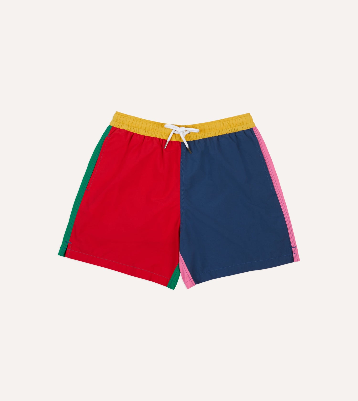 Colour Block Nylon Drawstring Swim Shorts
