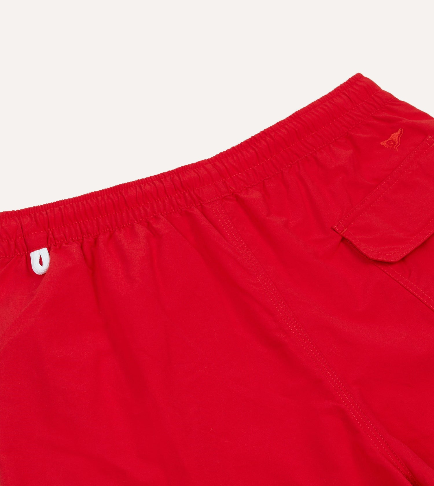 Red Nylon Drawstring Swim Shorts