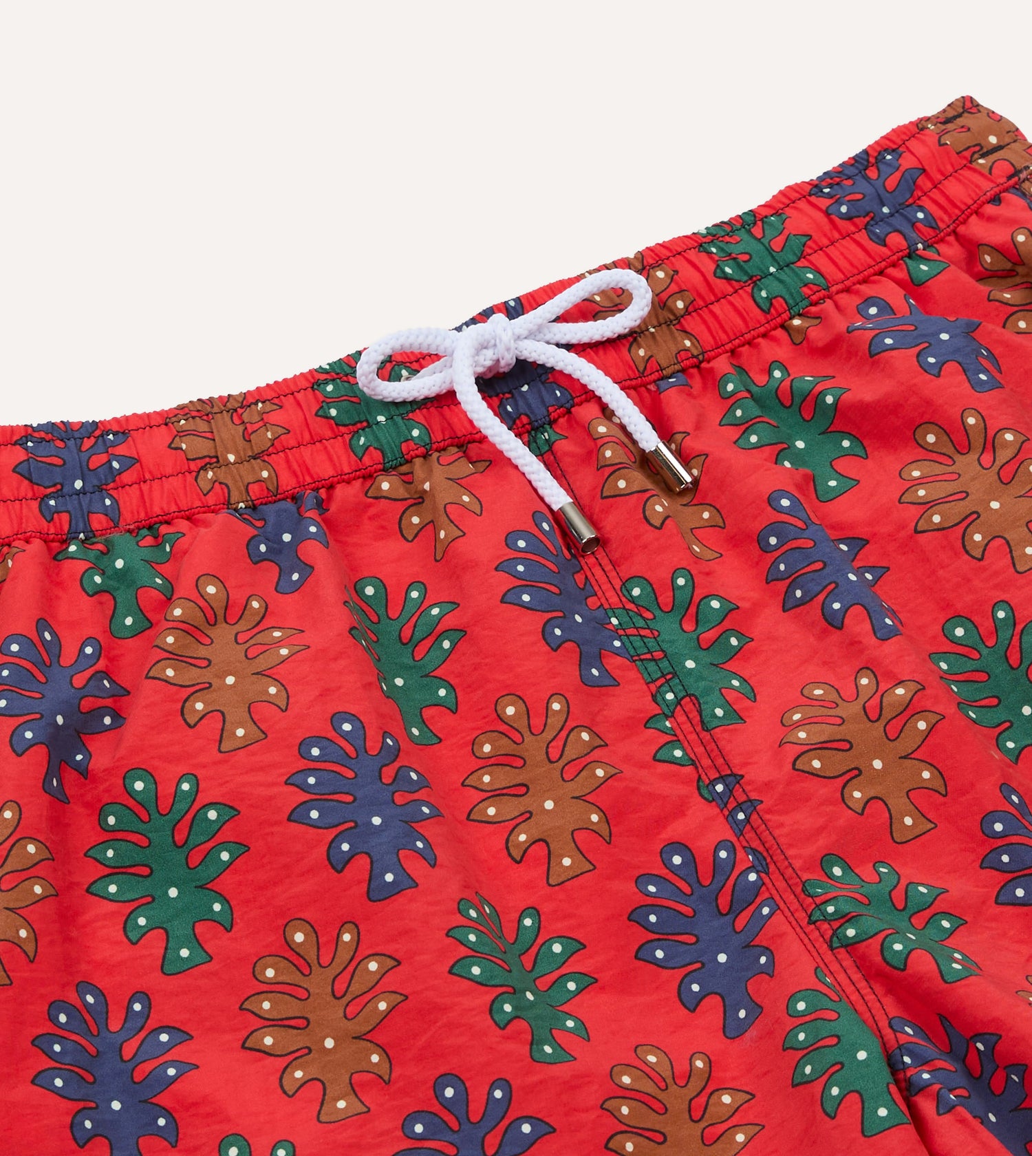 Tree Print Nylon Drawstring Swim Shorts