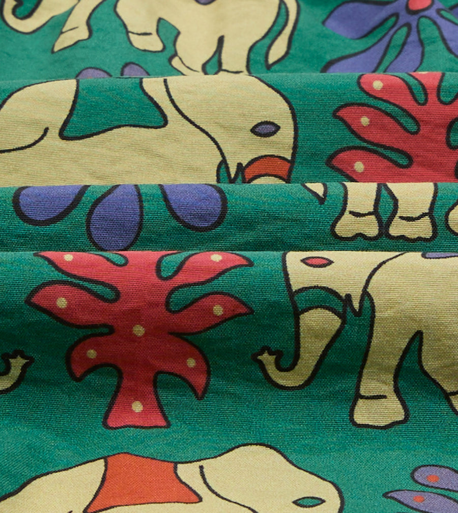 Elephant Print Nylon Drawstring Swim Shorts