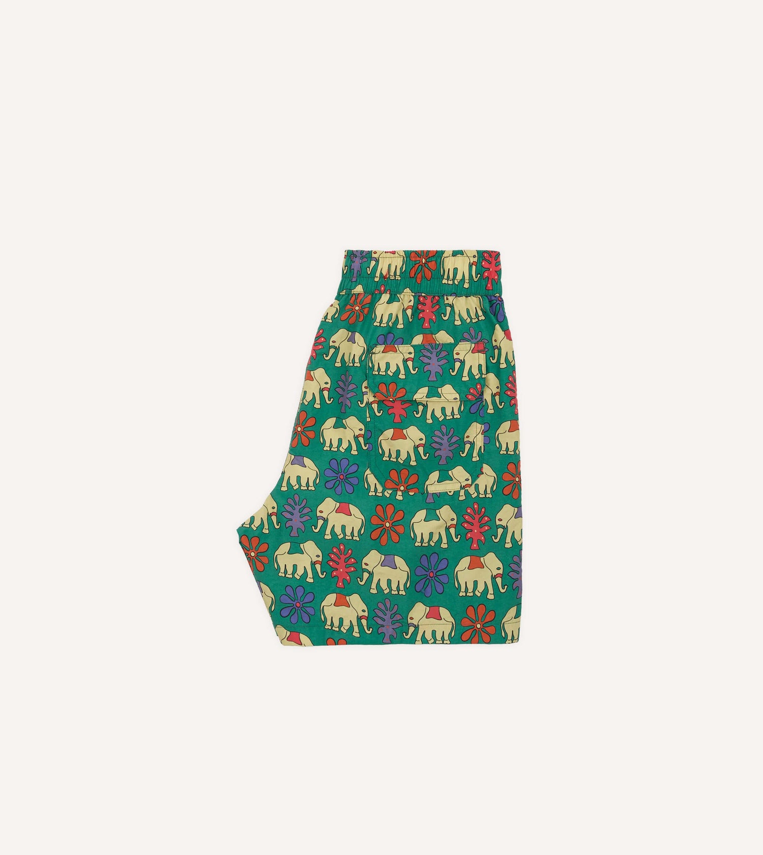 Elephant Print Nylon Drawstring Swim Shorts