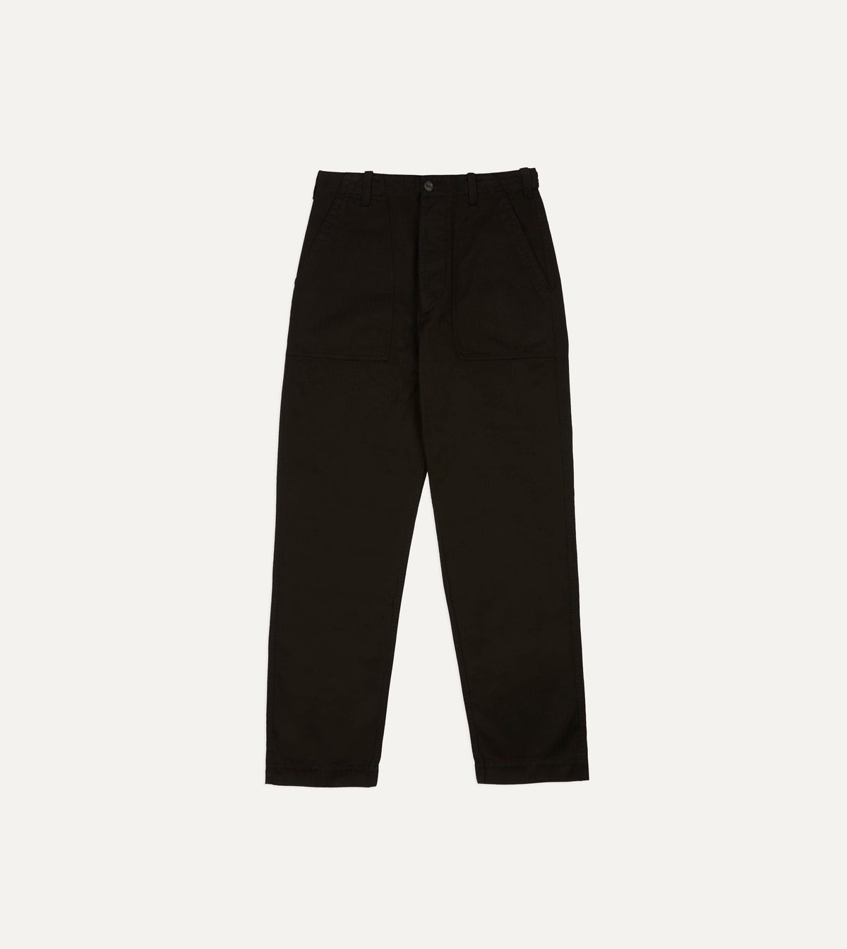 Black Herringbone Cotton Fatigue Trouser