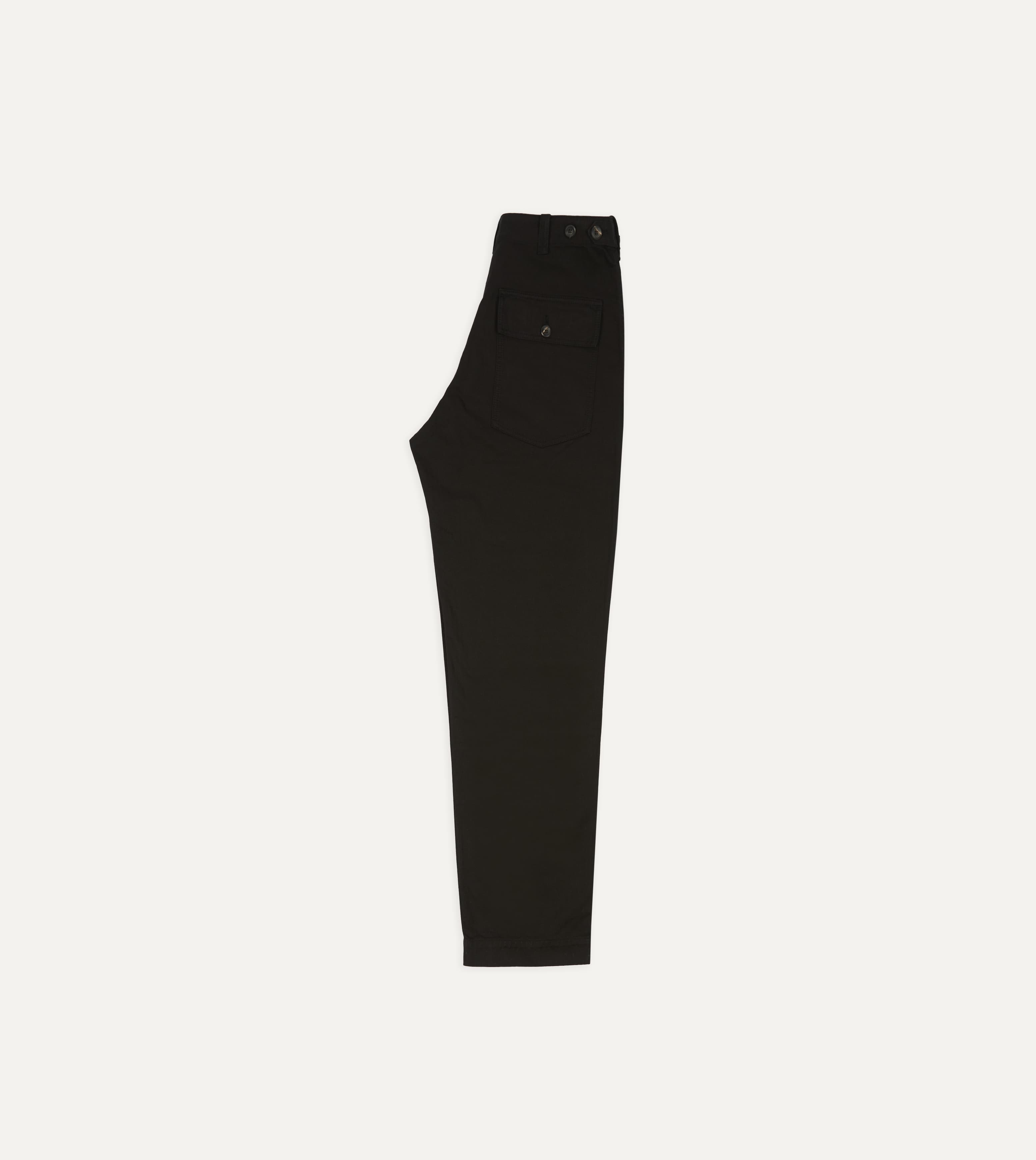 Black Herringbone Cotton Fatigue Trouser