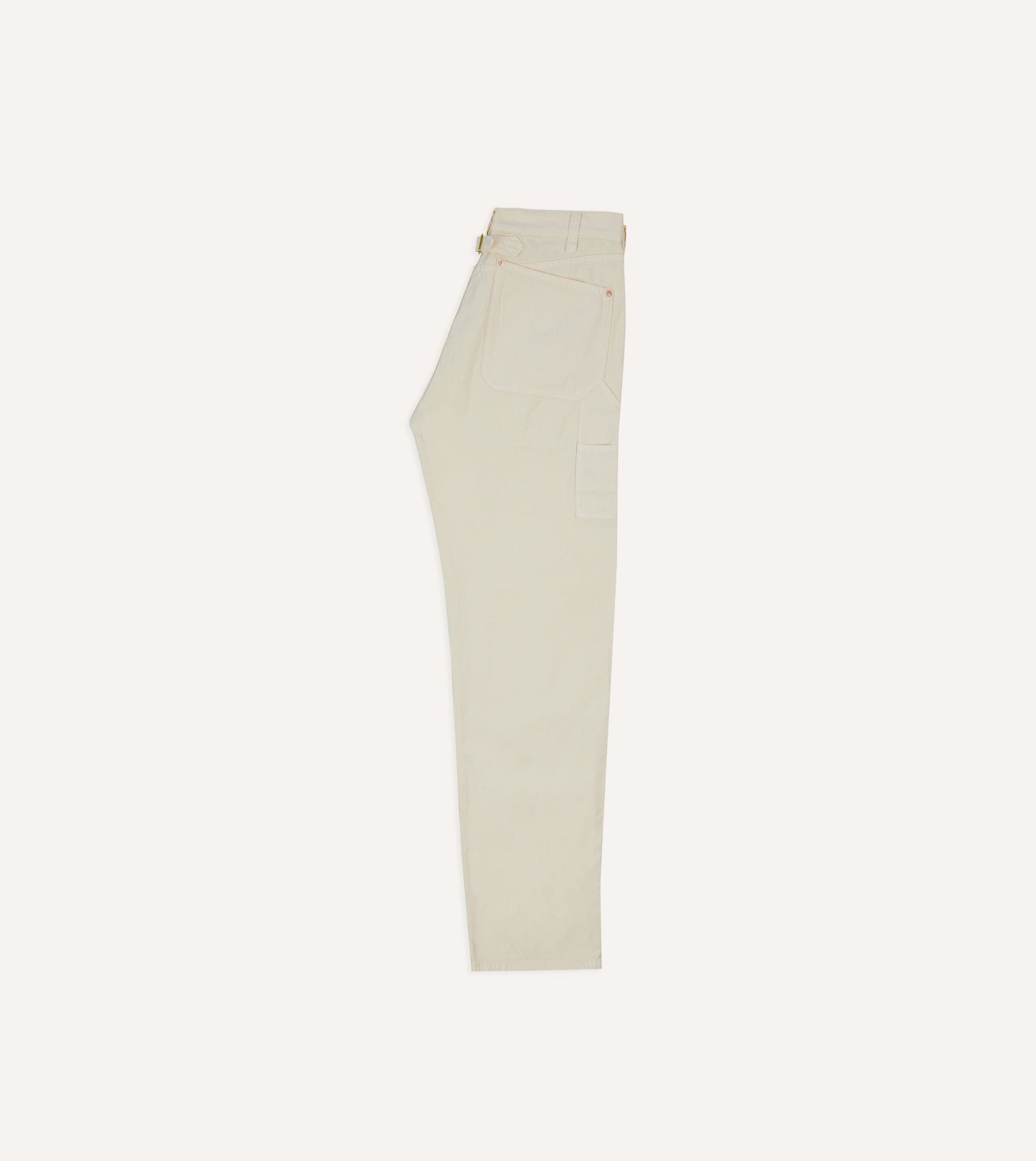 Ecru Cotton-Linen Canvas Carpenter Jeans