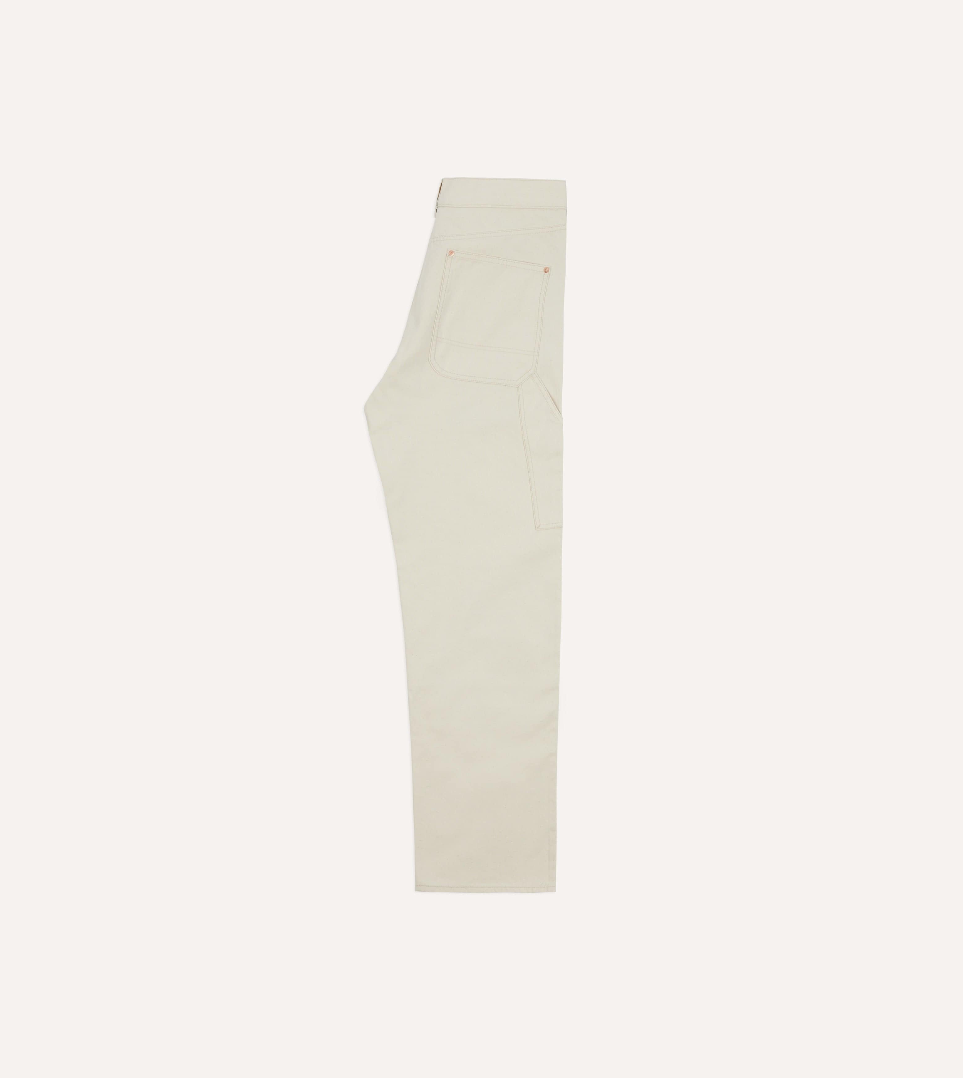 Ecru Cotton Canvas Carpenter Jeans