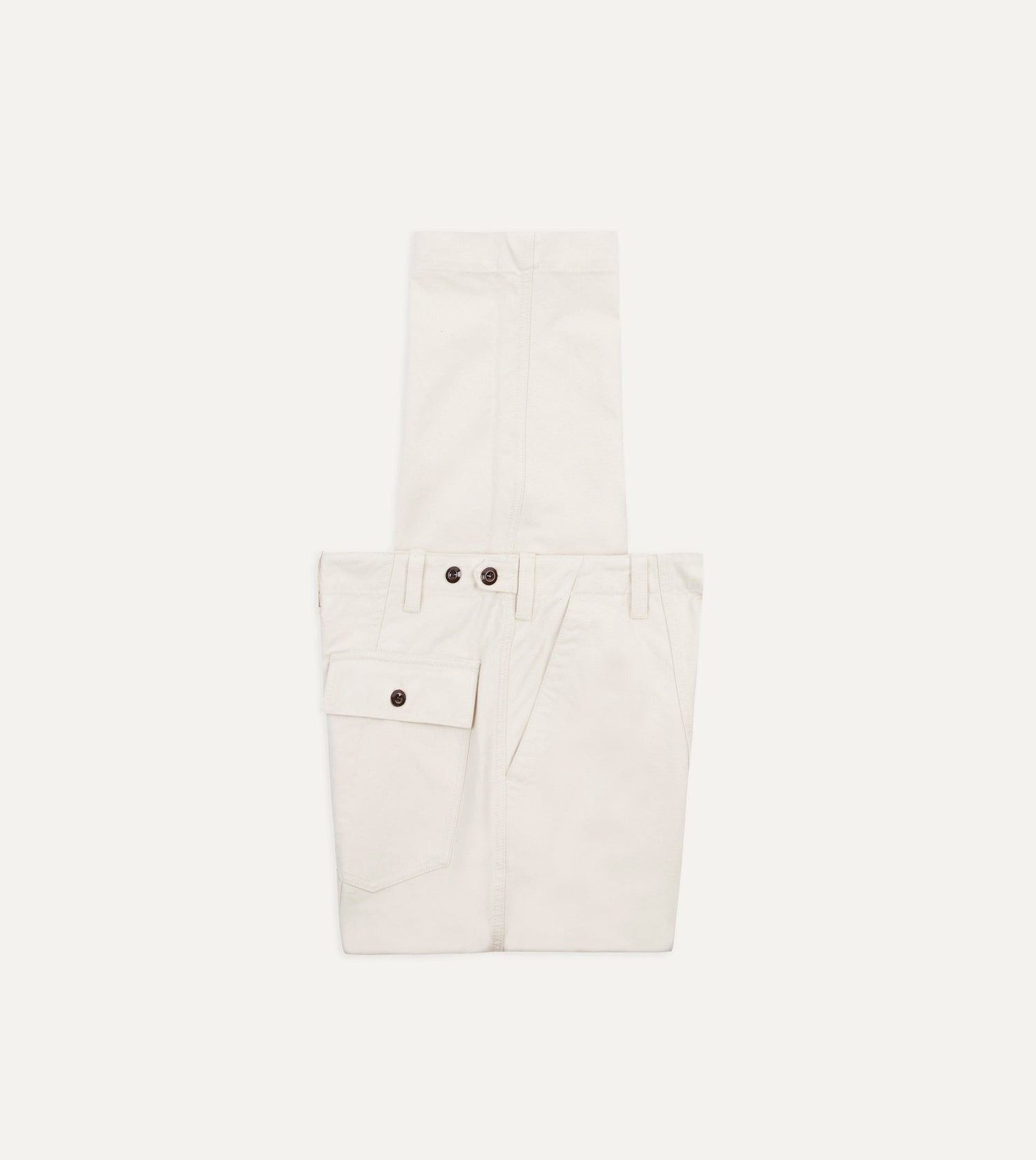 Ecru Cotton Canvas Panel Trousers