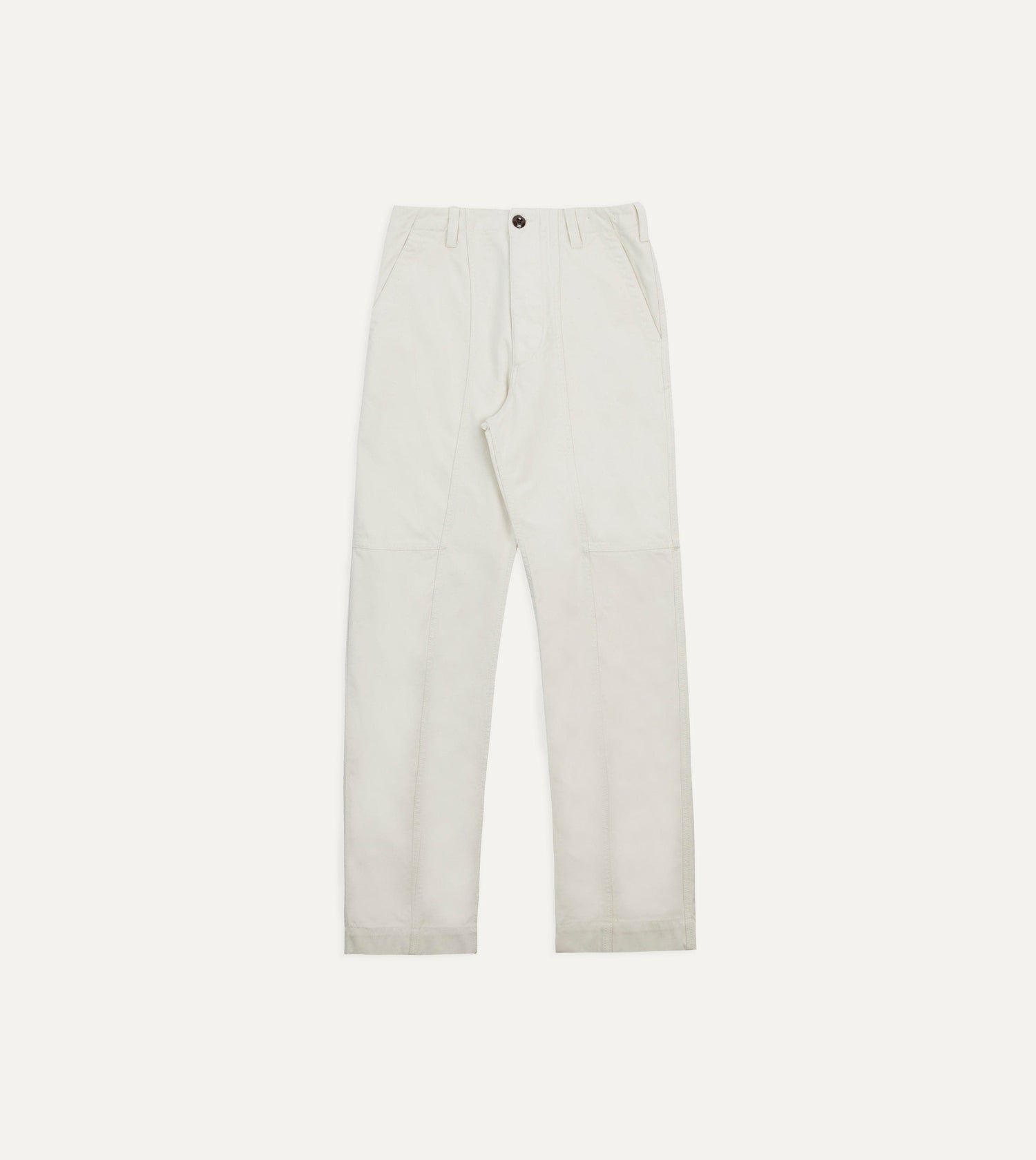 Ecru Cotton Canvas Panel Trousers