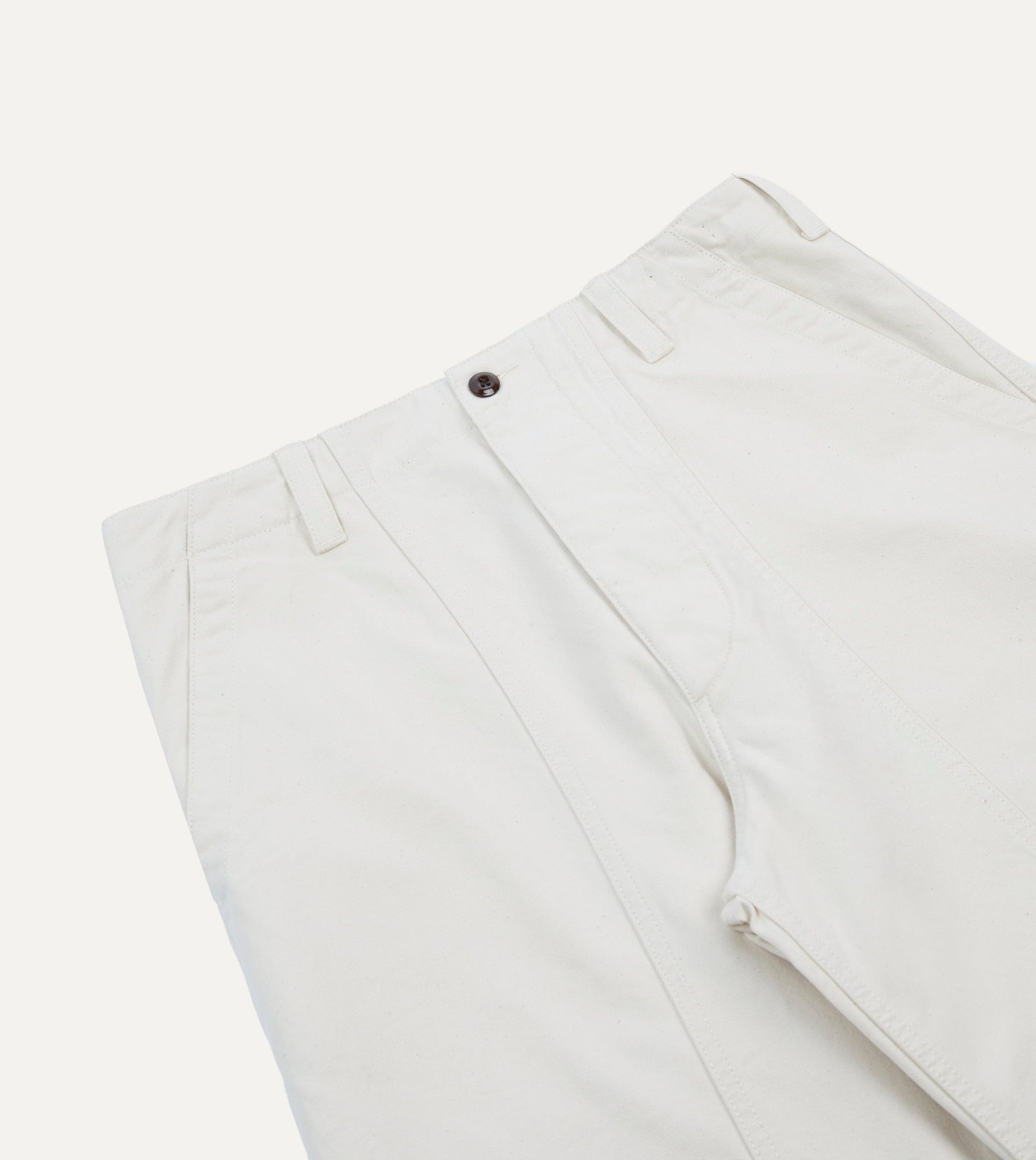 Ecru Cotton Canvas Panel Trousers