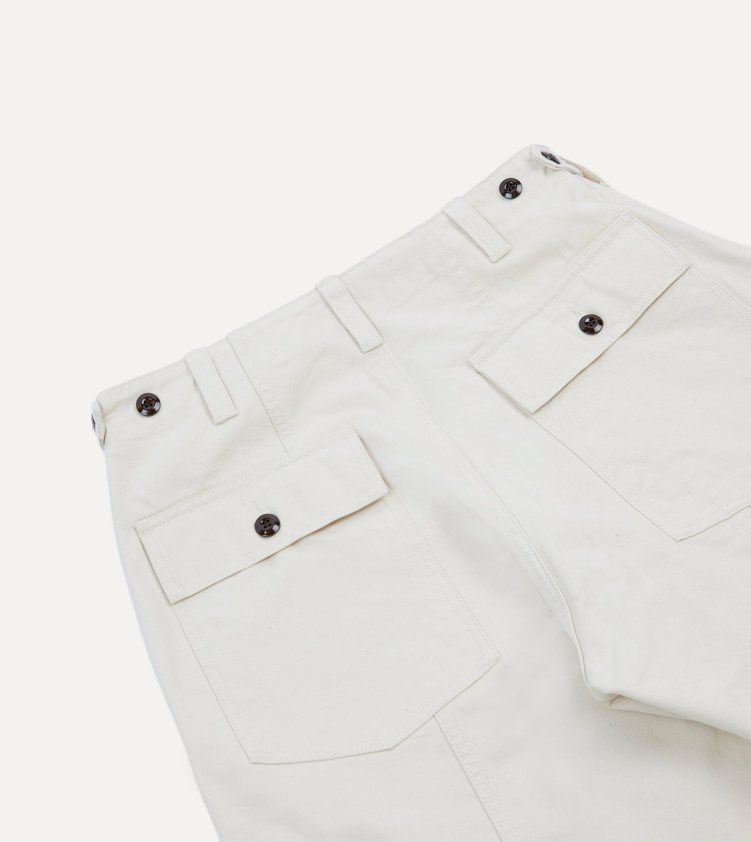 Ecru Cotton Canvas Panel Trousers