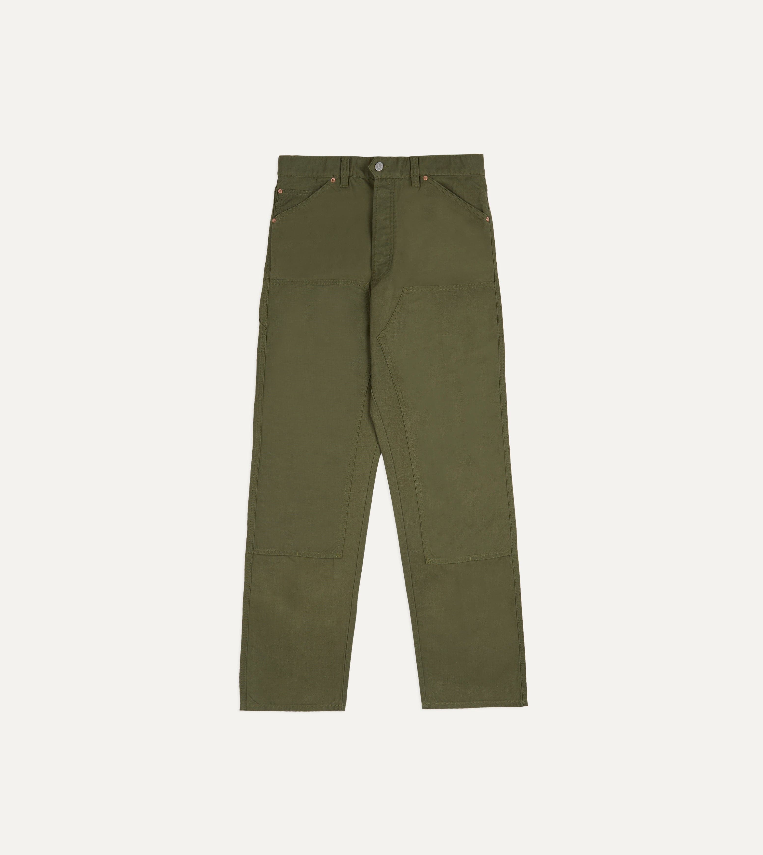 【オリーブ（37）】Morris Canvas Carpenter Pant Olive Cotton Canvas Carpenter Pant – Drakes