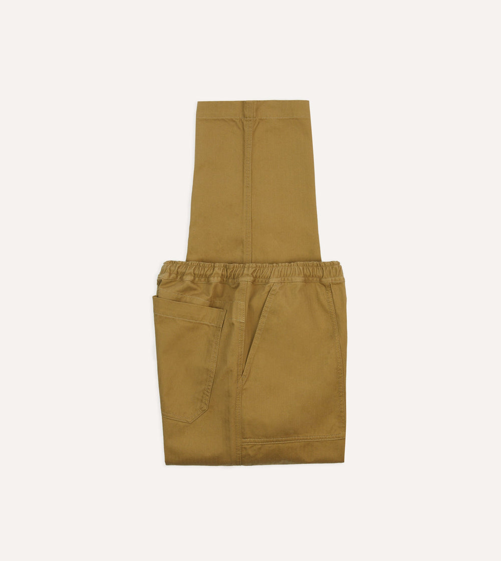 Khaki Herringbone Twill Cotton Drawstring Trousers