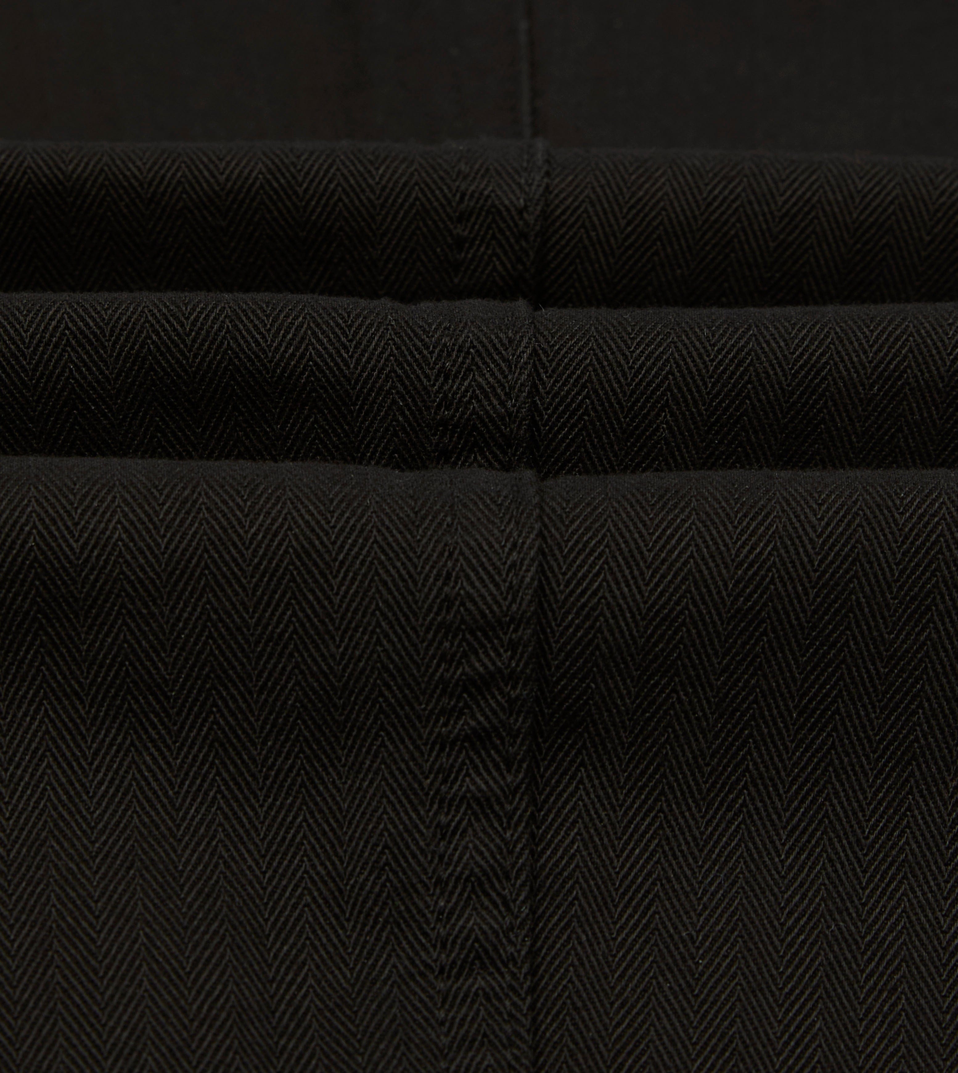 Drake's by A. Levine Black Herringbone Cotton Fatigue Trouser