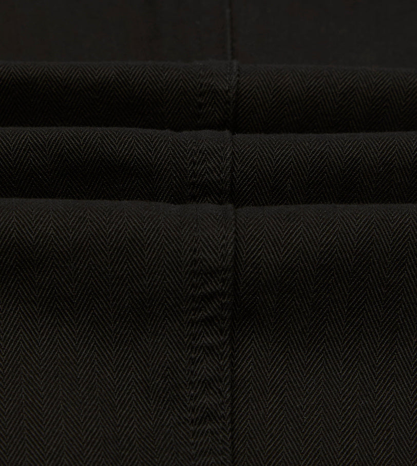 Drake's by A. Levine Black Herringbone Cotton Fatigue Trouser