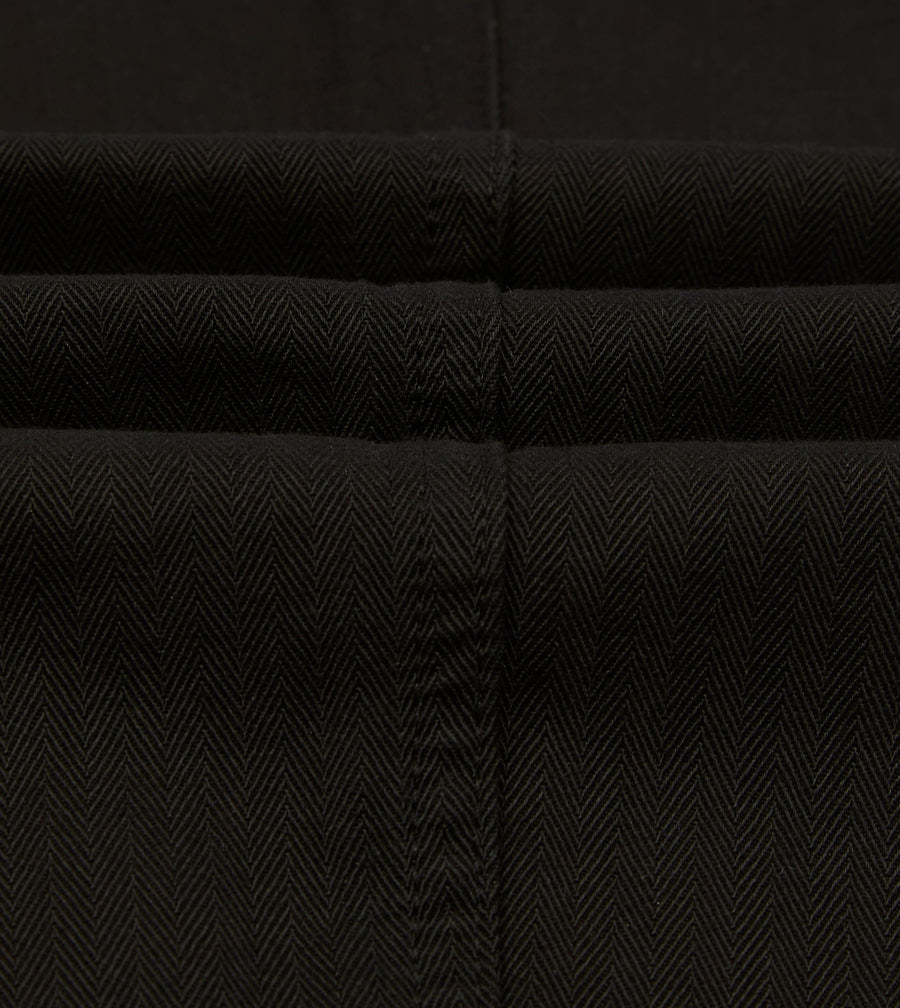 Drake's by A. Levine Black Herringbone Cotton Fatigue Trouser