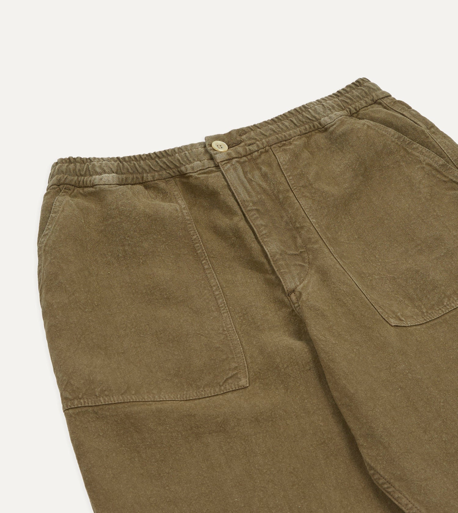 Brown Linen Drawstring Trousers