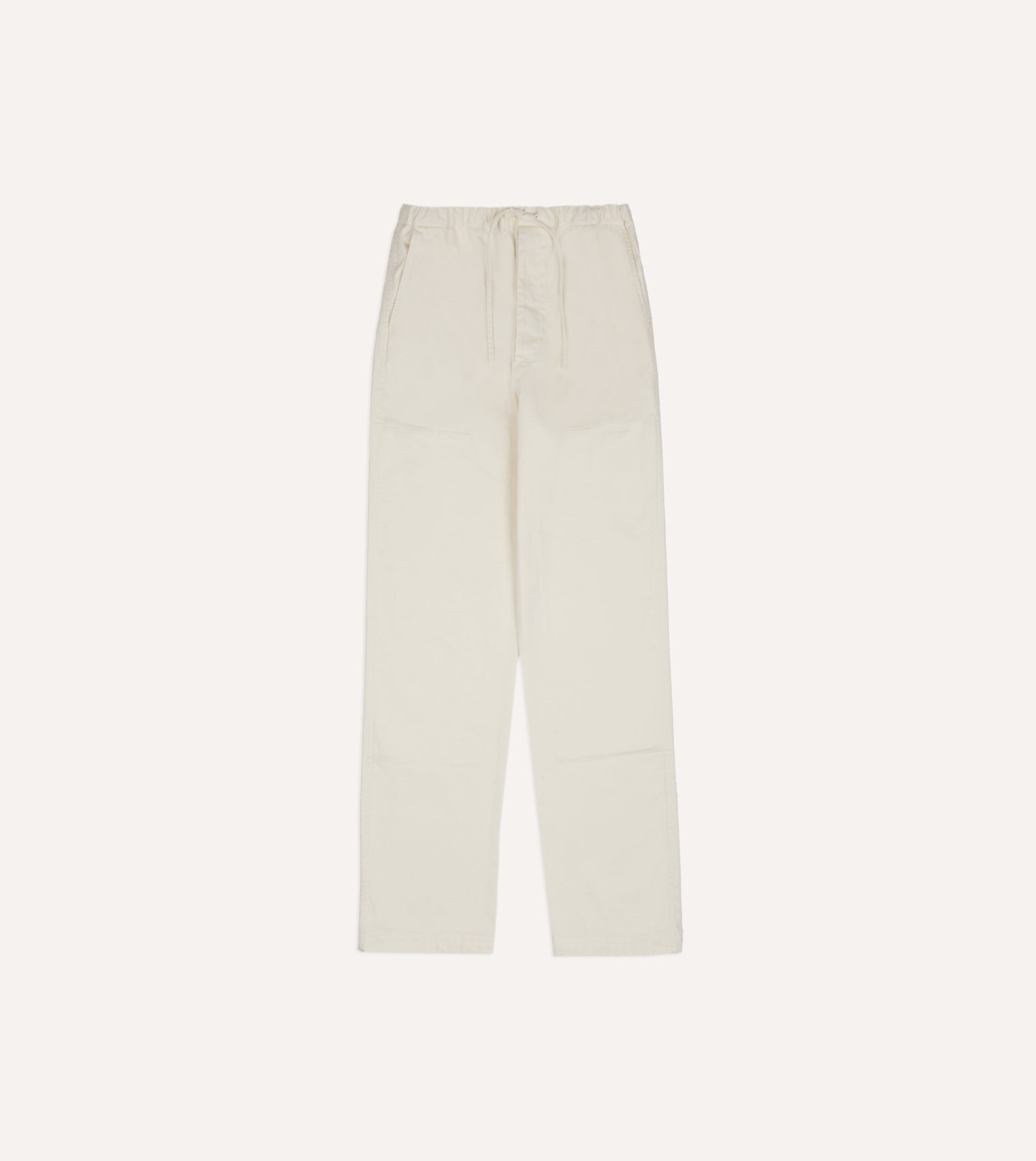 Ecru Cotton Drawstring Trousers