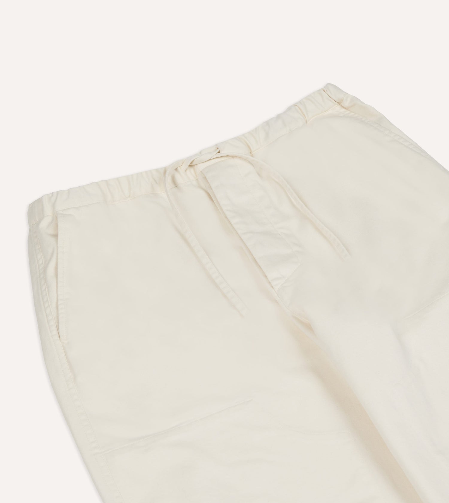 Ecru Cotton Drawstring Trousers