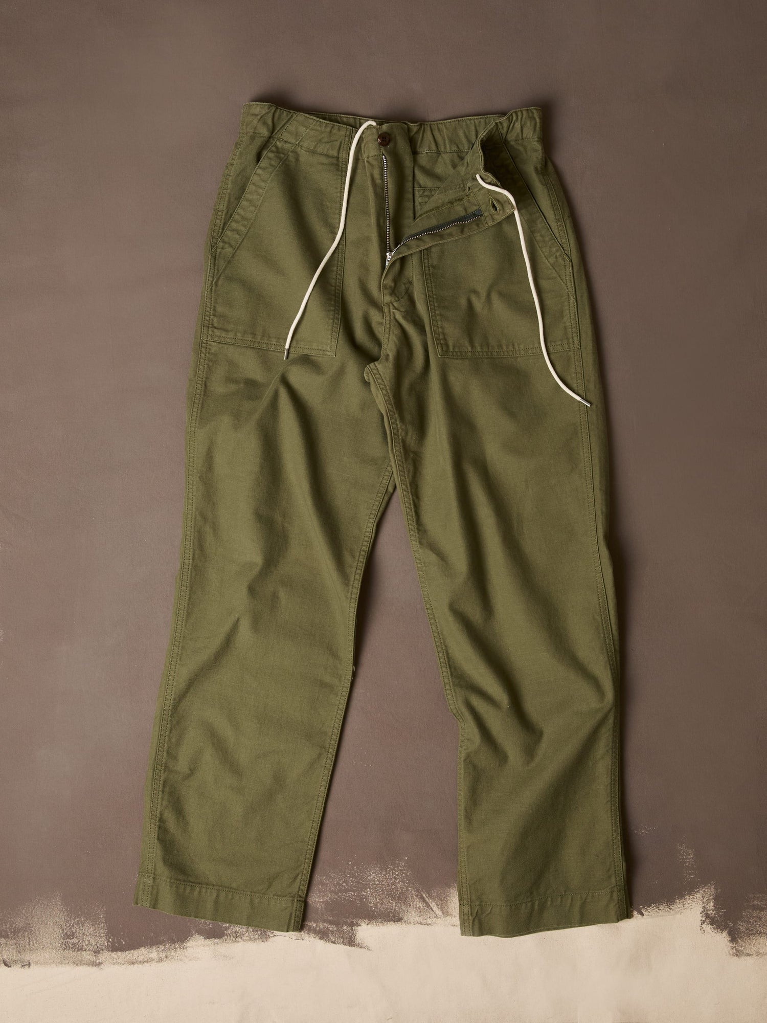 Olive Drab Cotton Drawstring Trouser