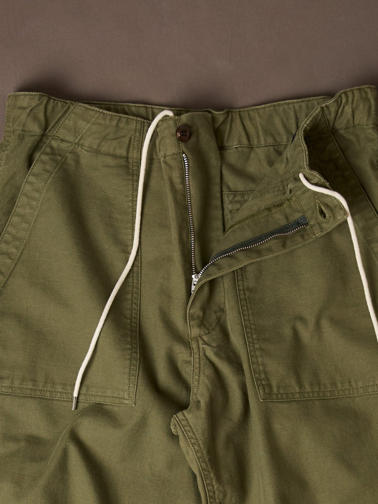 Olive Drab Cotton Drawstring Trouser