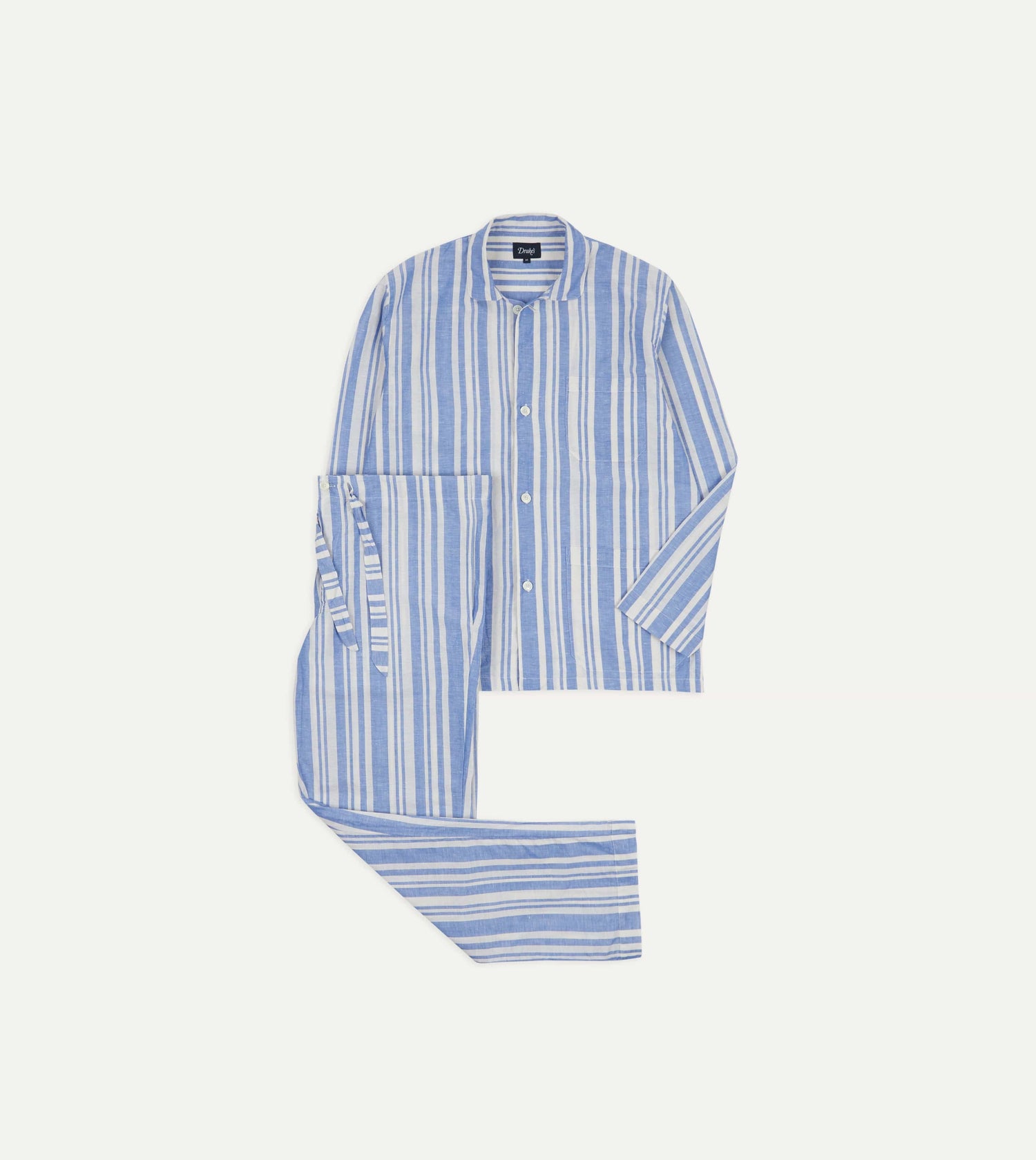 Blue and White Stripe Linen Pyjama Set
